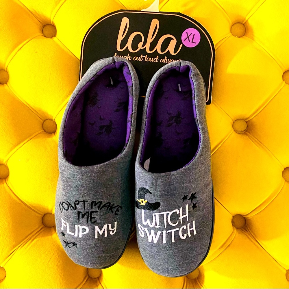 Lola Halloween Slippers Don’t Make Me Flip My Witch Switch XL